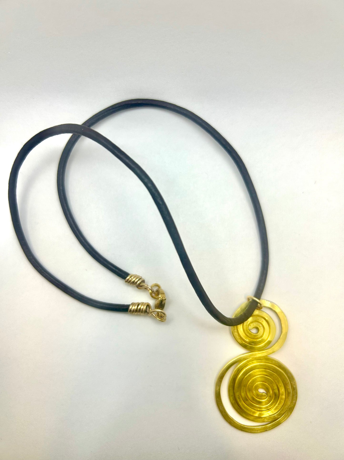 Double Lucky Swirl Brown Cord Necklace