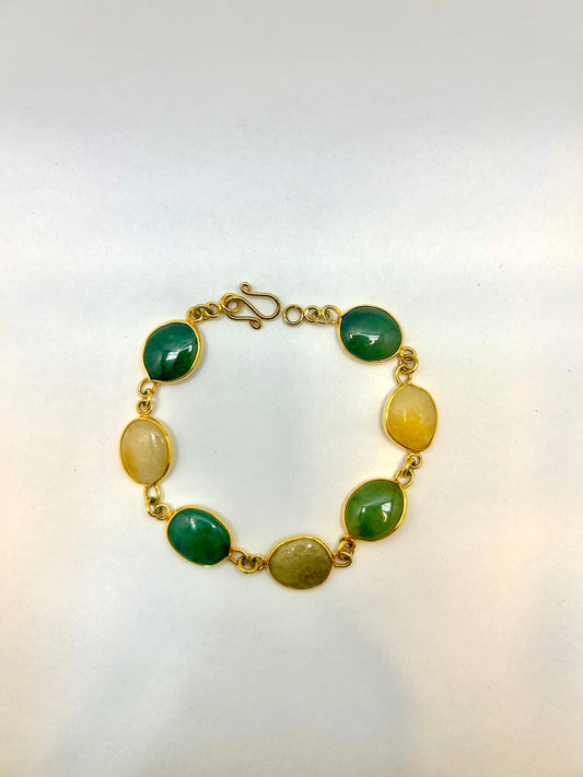 Vintage Goldtone Scarab Stone Bracelet